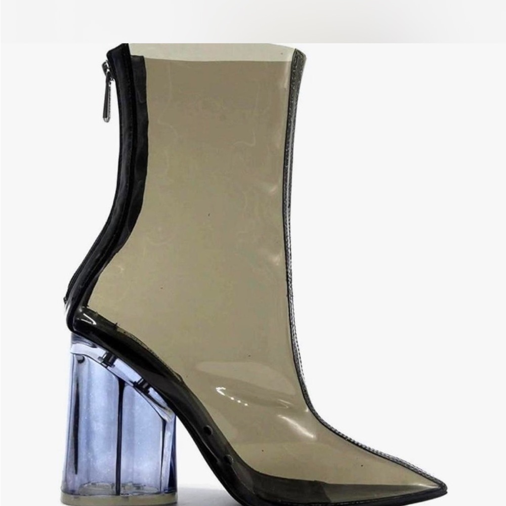 Stylish Black Transparent Heeled Boots